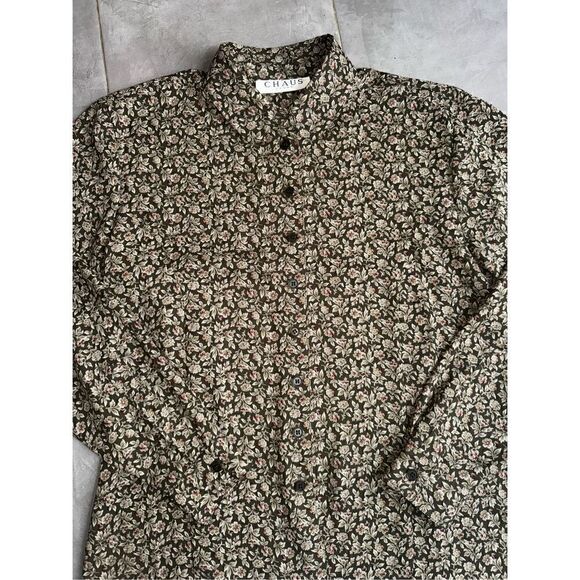 Vintage Floral Long Sleeve Button Down Shirt Medium - Picture 2 of 9